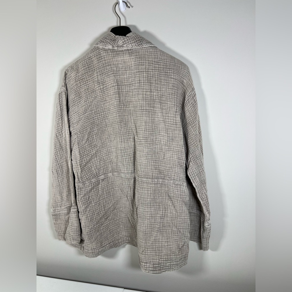 Women's Peace Love World Taupe Gauze Boho Oversized Button Front Cardigan Sz M - Picture 7 of 8